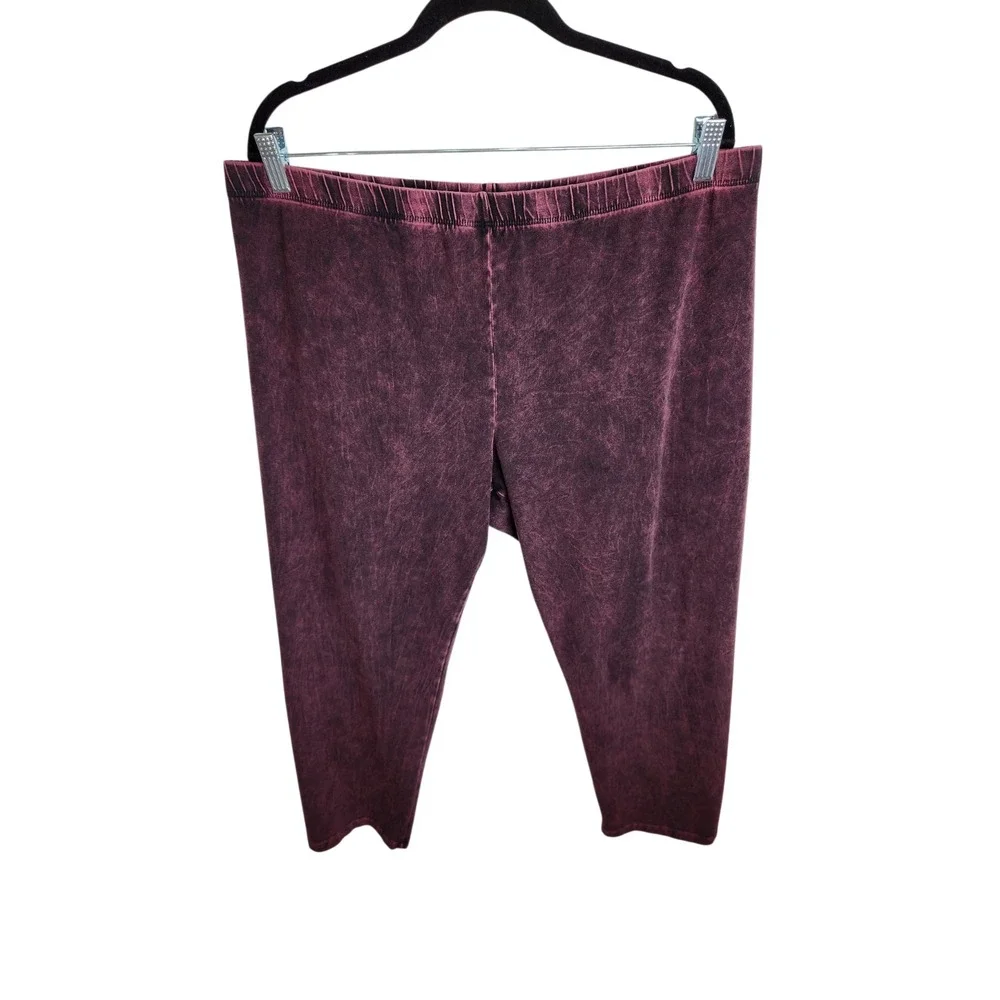 Jess &‎ Jane Capri Leggings Womens Plus 1X Chocolate & Wine USA Cotton Lot Of 2